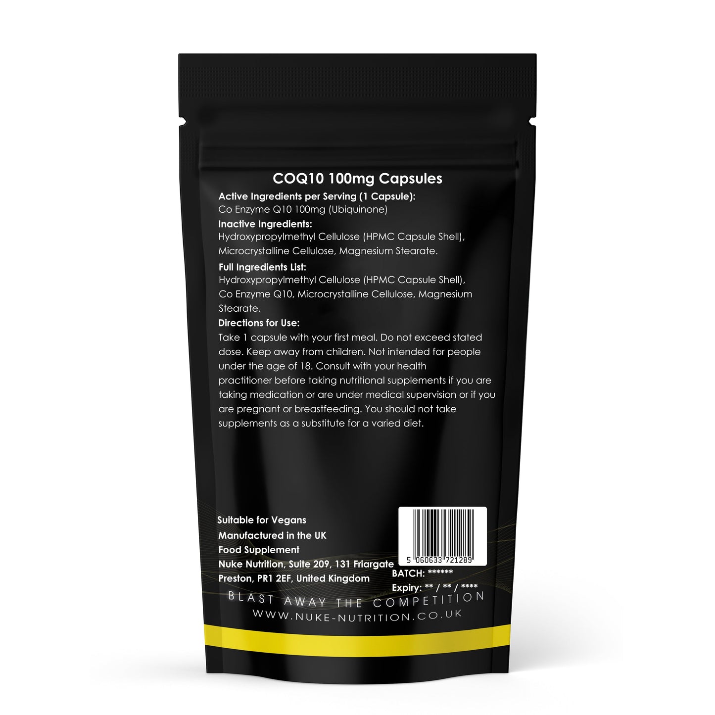 CoQ10 Co Enzyme Q10 100mg Capsules Heart & Brain Health - Cell Repair & Energy Production