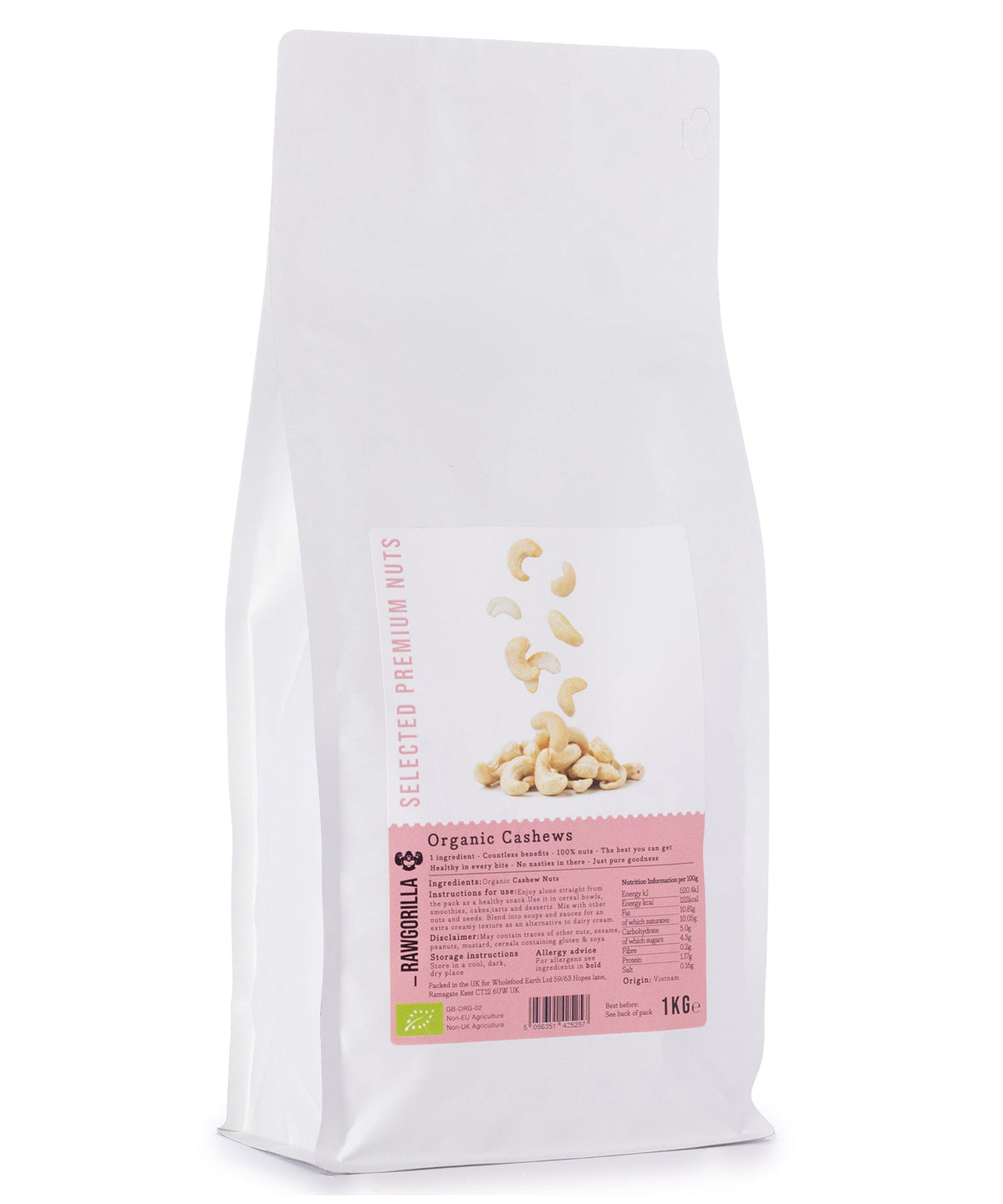Organic Cashew Nuts - RAWGORILLA - 1kg