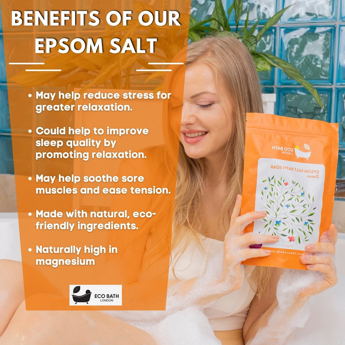 Eco Bath London Balance and Calming Epsom Salt Bath Soak - Pouch, 500g or 1kg