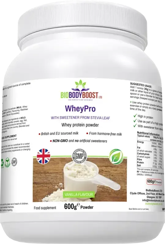 WheyPro Vanilla Whey Protein Powder for Women & Men | Isolate Blend