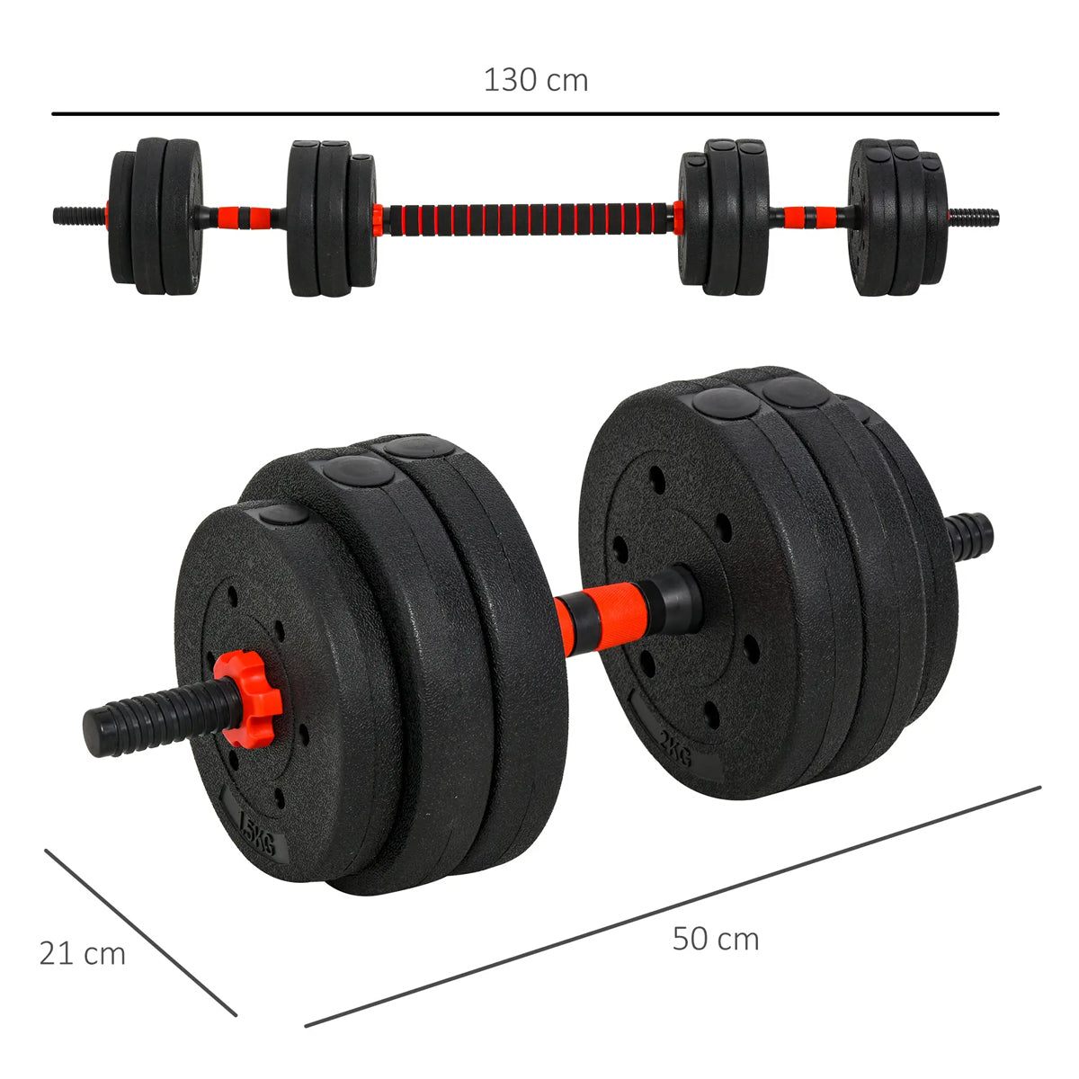 Adjustable Dumbbells & Barbell Set – 20kg, 25kg, 30kg Options – Home Gym Strength Training with or without Bench