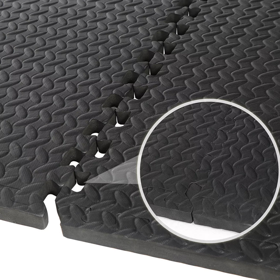 Gym Flooring Mats – Non-Slip EVA Foam Interlocking Tiles for Home Gym, Workout, Yoga & Kids Play Area (Black)