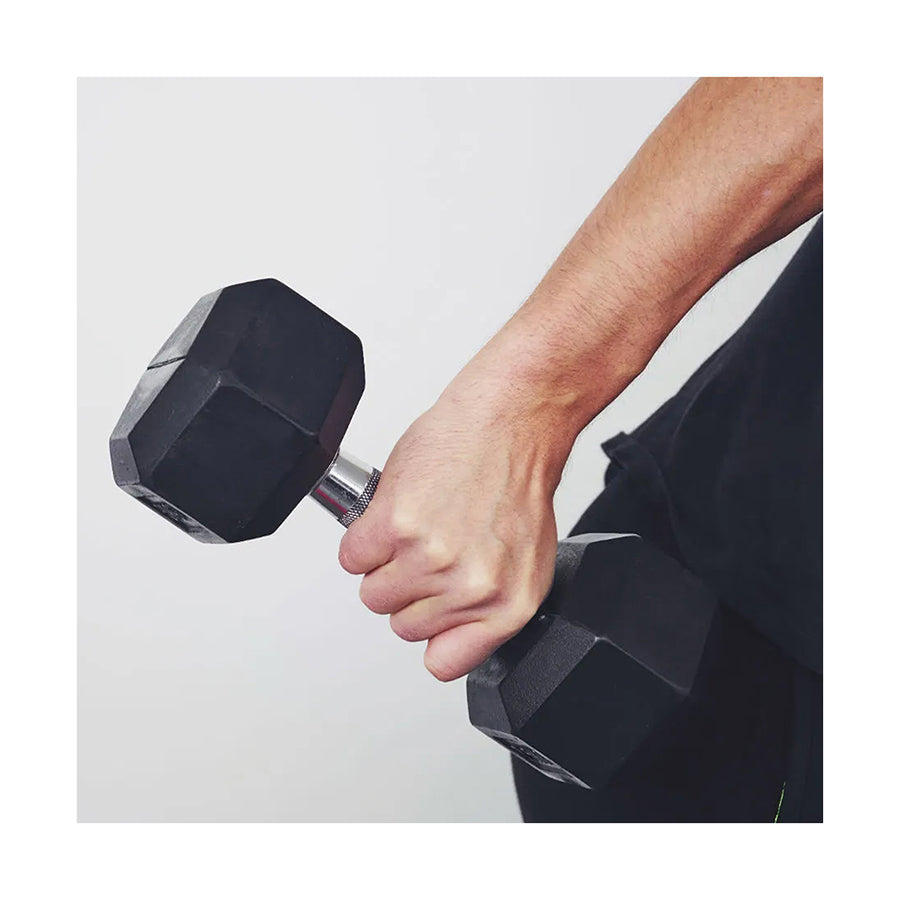 Hex Dumbbells Pair – Rubber-Coated Cast Iron – 2.5kg to 60kg – Premium Gym Weights