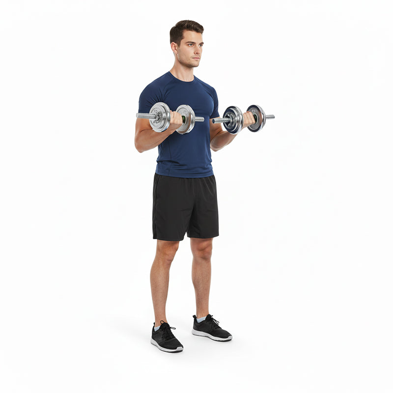 20kg Adjustable Steel Dumbbells Set with Walnut Handle – Compact, Durable Home Gym Free Weights