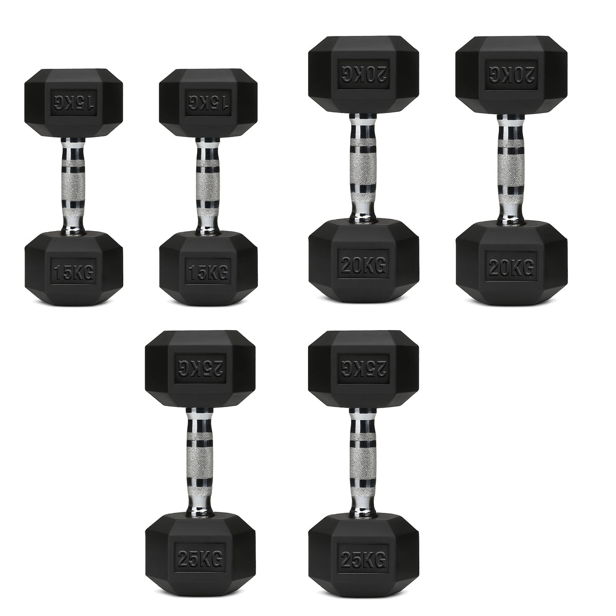 Hex Dumbbell Set with 3-Tier Tree Rack & Optional Bench – Rubber Coated Anti-Roll Weights for Home Gym