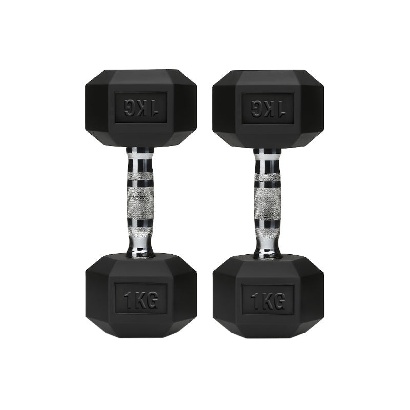Hex Dumbbells Pair – Rubber-Coated Cast Iron – 2.5kg to 60kg – Premium Gym Weights