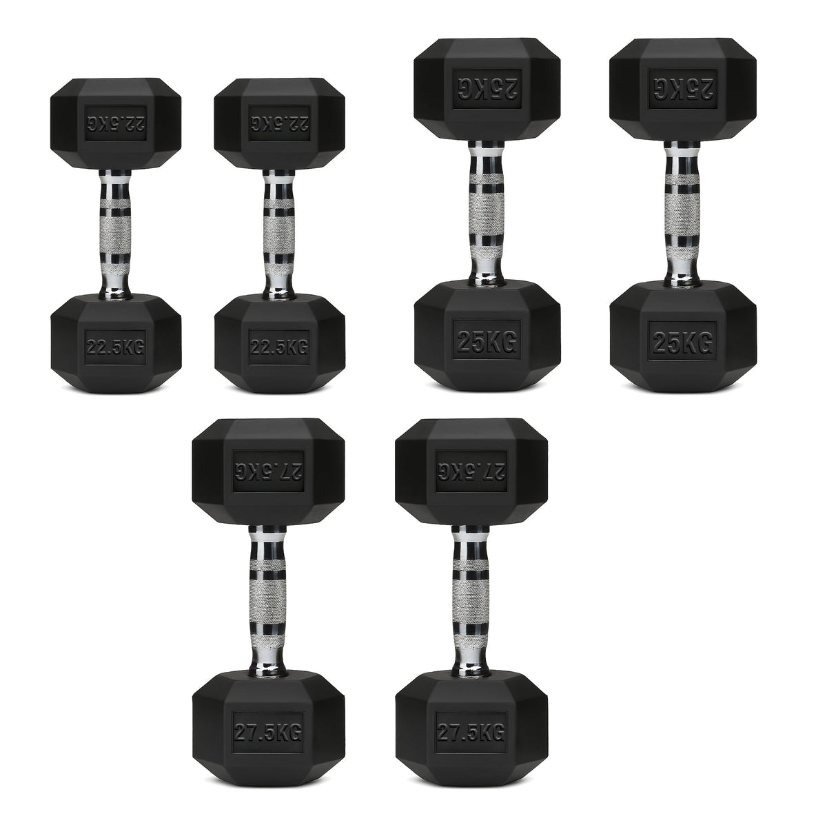 Hex Dumbbell Set with 3-Tier Tree Rack & Optional Bench – Rubber Coated Anti-Roll Weights for Home Gym