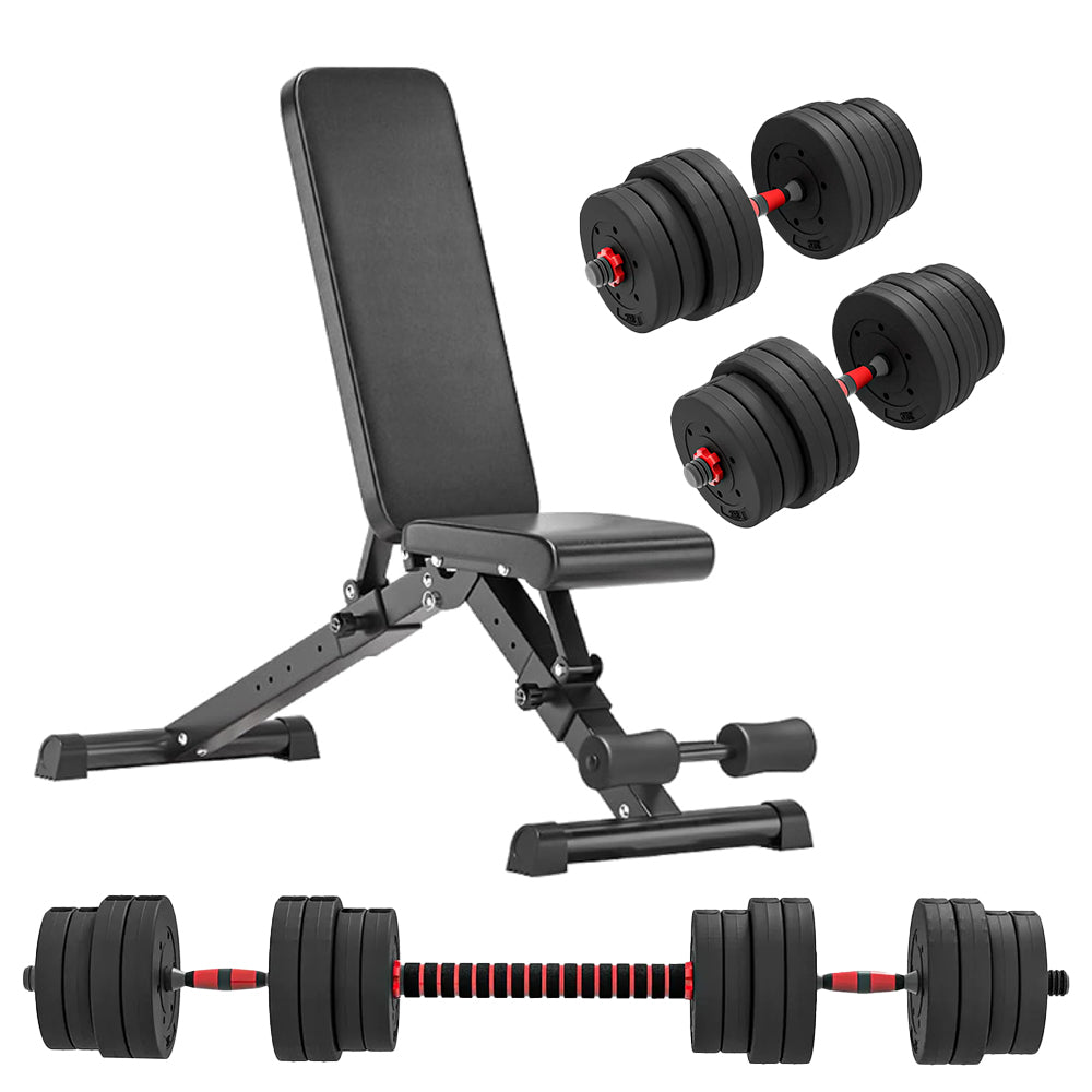 Adjustable Dumbbells & Barbell Set – 20kg, 25kg, 30kg Options – Home Gym Strength Training with or without Bench