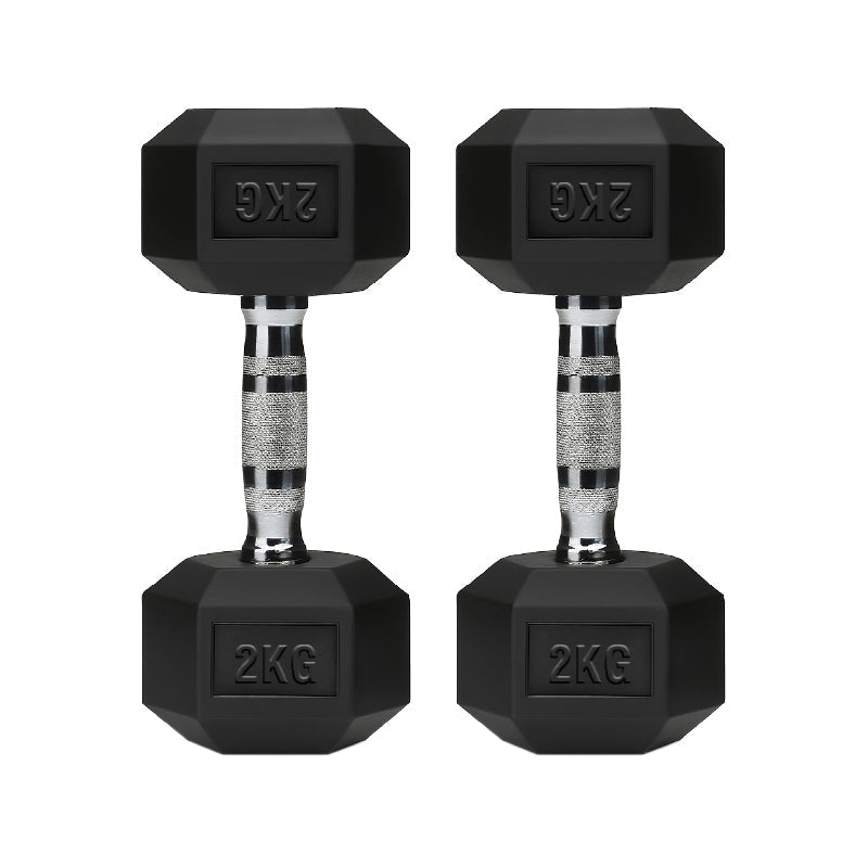 Hex Dumbbells Pair – Rubber-Coated Cast Iron – 2.5kg to 60kg – Premium Gym Weights