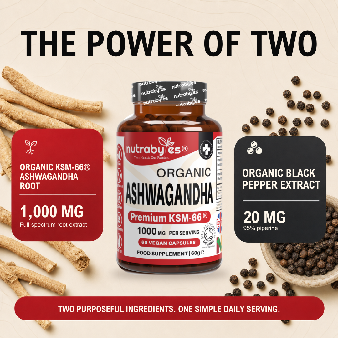 Ashwagandha KSM-66 | 60 Vegan Capsules | Root Extract with Black Pepper