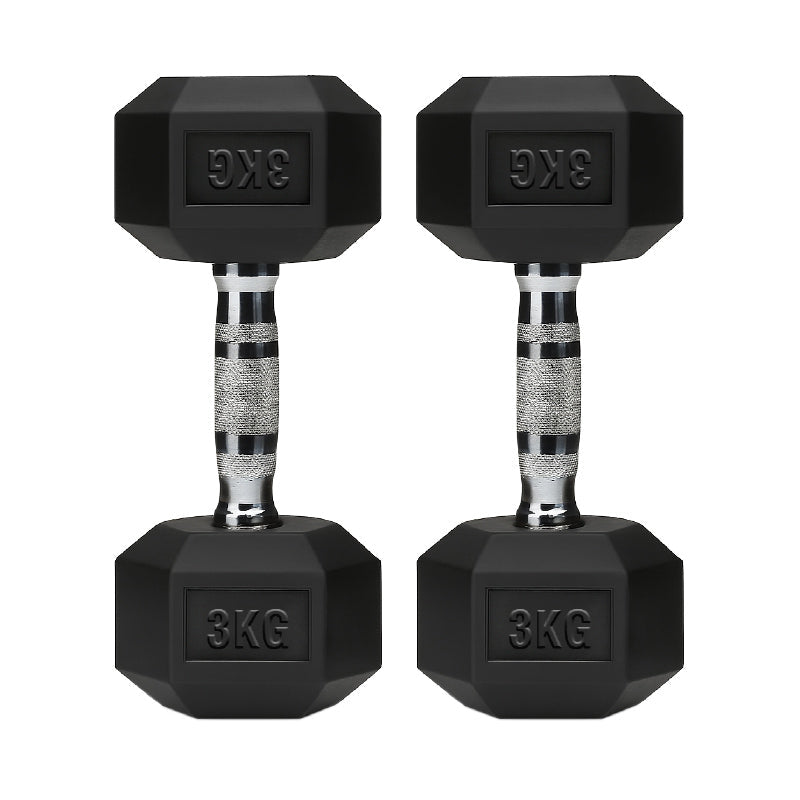 Hex Dumbbells Pair – Rubber-Coated Cast Iron – 2.5kg to 60kg – Premium Gym Weights
