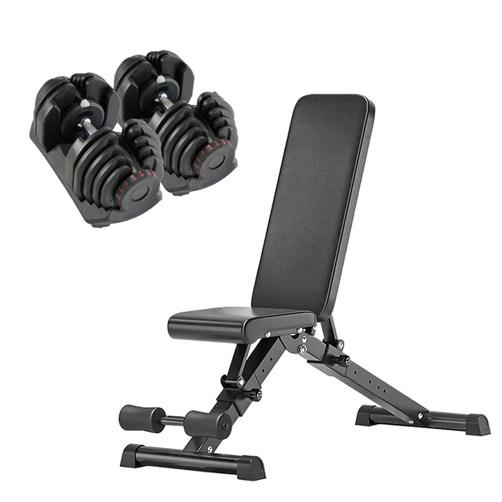 40kg Adjustable Dumbbell Set – Single or Pair with Optional Rack & Bench | Smart Home Gym Solution