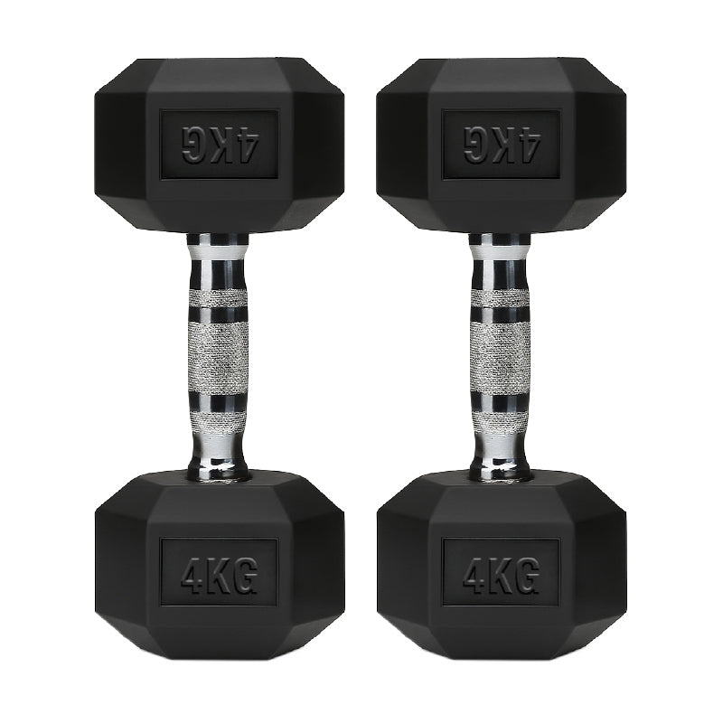 Hex Dumbbells Pair – Rubber-Coated Cast Iron – 2.5kg to 60kg – Premium Gym Weights