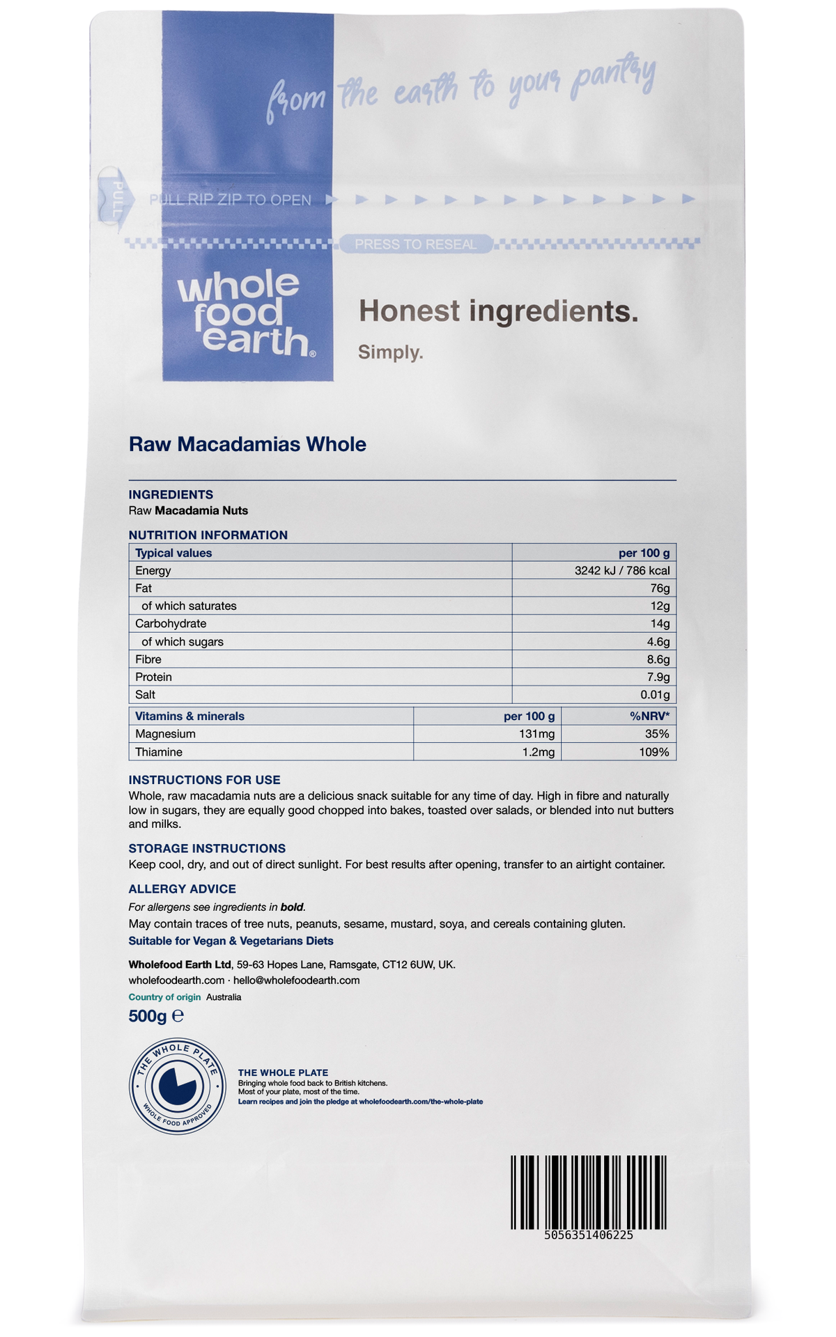Raw Macadamias Whole | Large Premium Grade