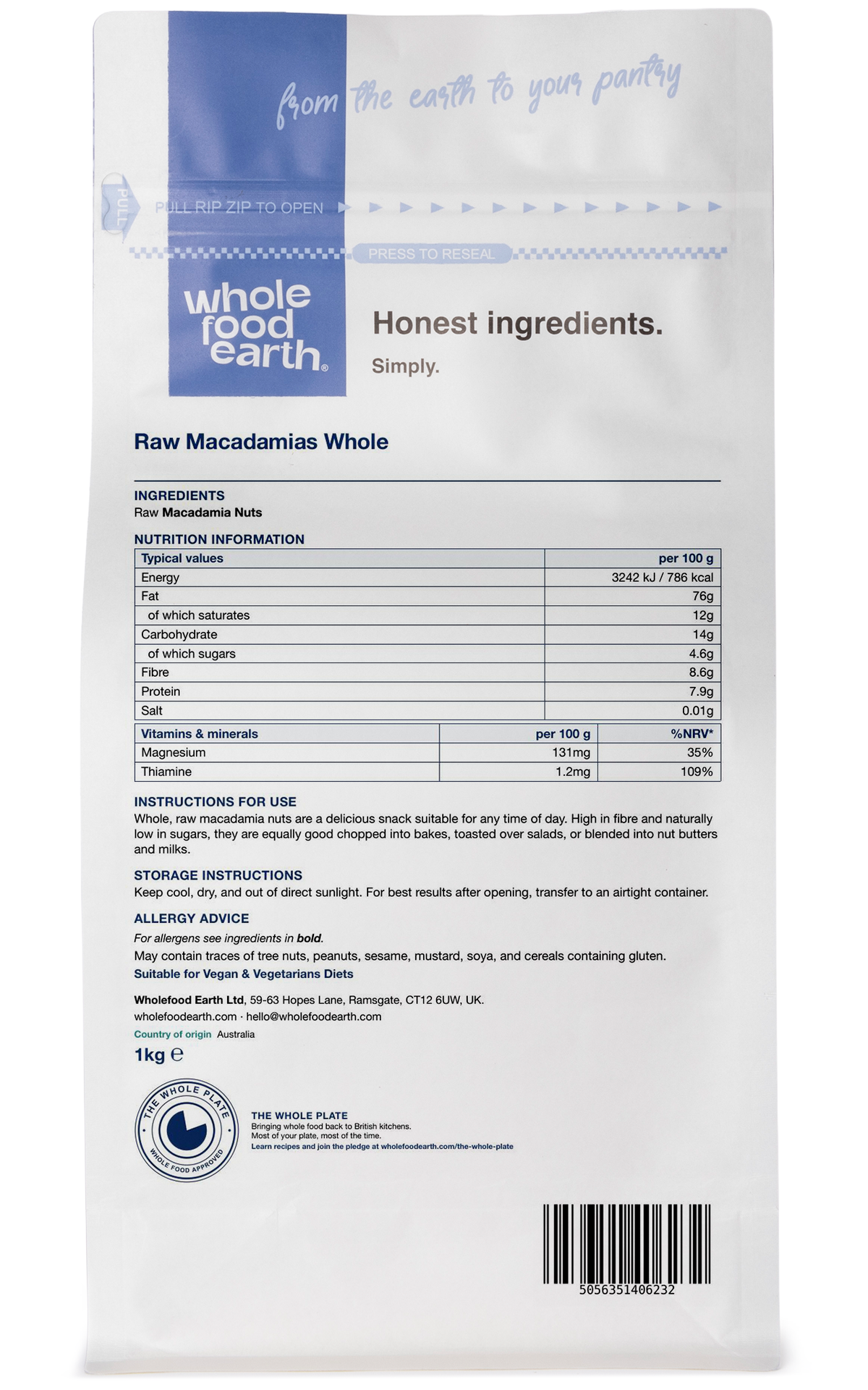 Raw Macadamias Whole | Large Premium Grade