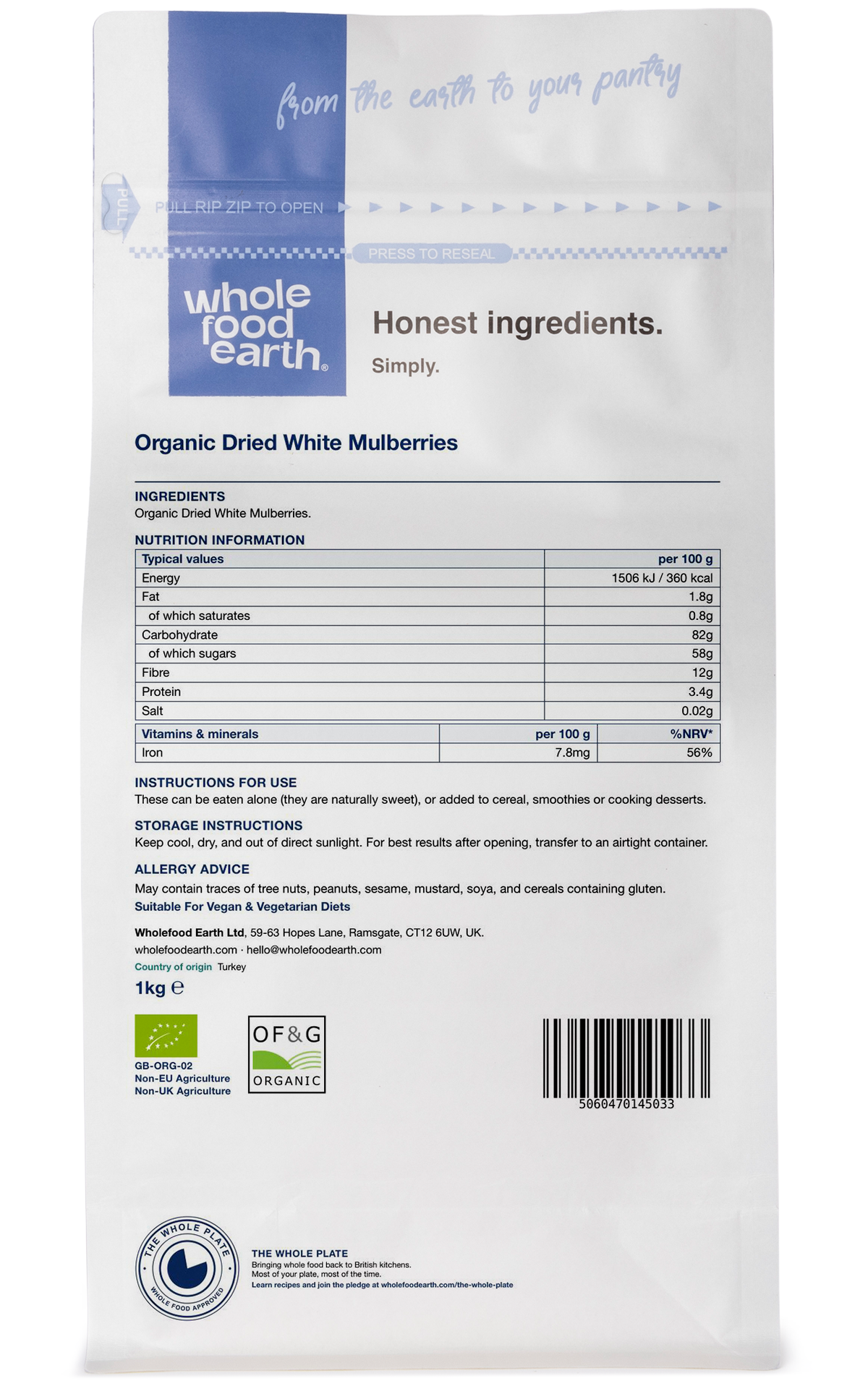 Organic White Mulberries