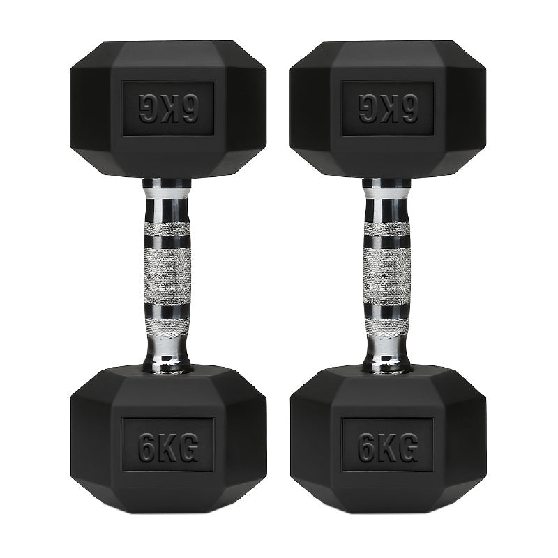 Hex Dumbbells Pair – Rubber-Coated Cast Iron – 2.5kg to 60kg – Premium Gym Weights