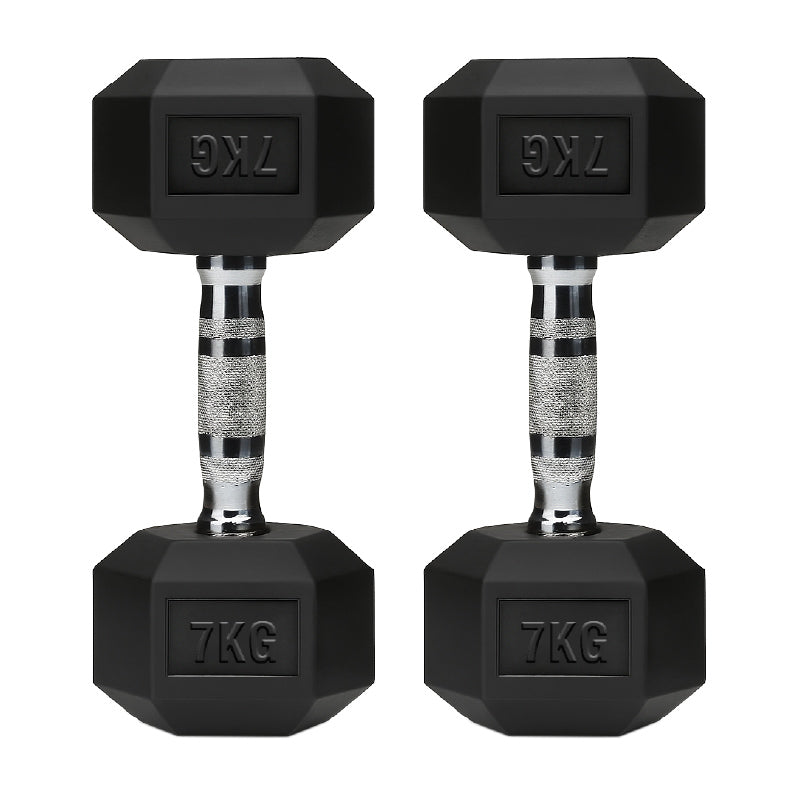 Hex Dumbbells Pair – Rubber-Coated Cast Iron – 2.5kg to 60kg – Premium Gym Weights
