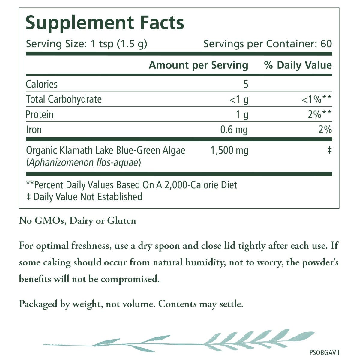 Pure Synergy Blue-Green Algae Powder, 90g