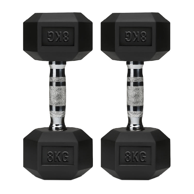 Hex Dumbbells Pair – Rubber-Coated Cast Iron – 2.5kg to 60kg – Premium Gym Weights