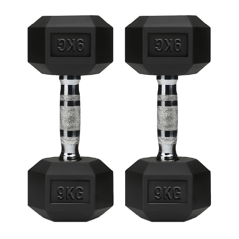 Hex Dumbbells Pair – Rubber-Coated Cast Iron – 2.5kg to 60kg – Premium Gym Weights