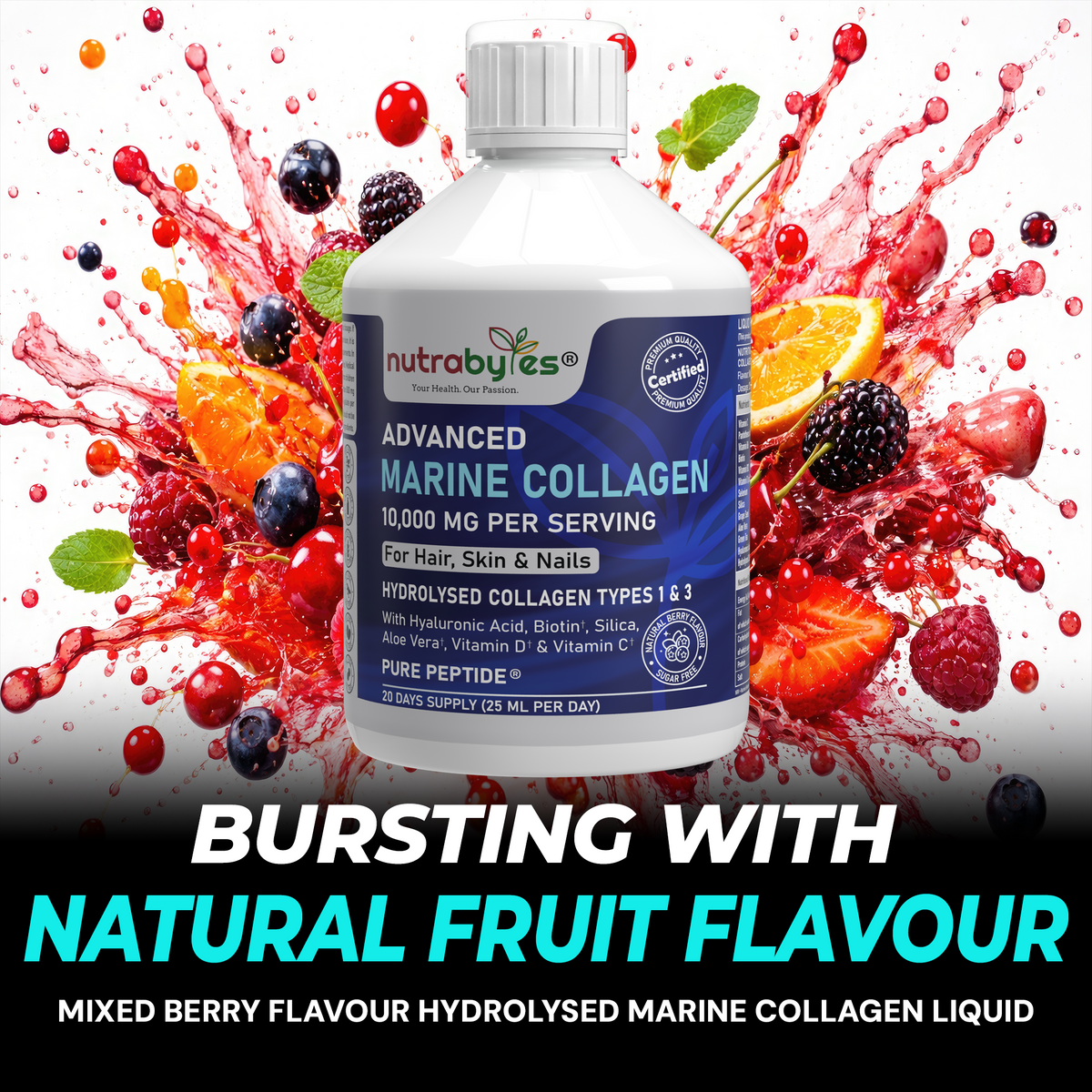 Marine Collagen Liquid 10000mg | Sugar Free | Mixed Berry Flavour | 500ml