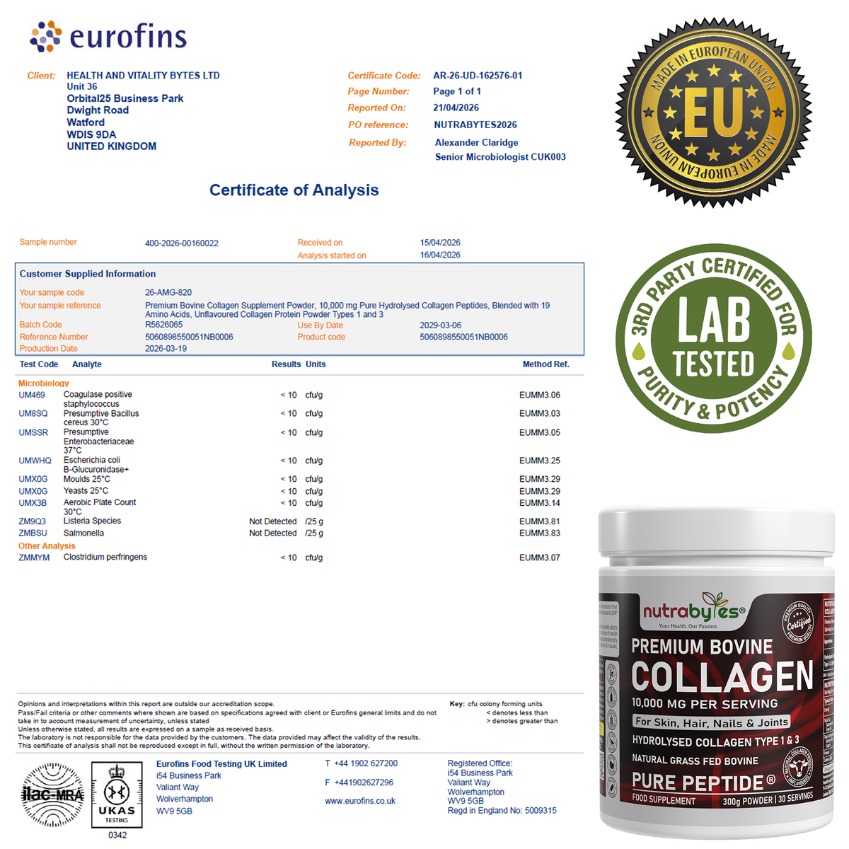 Premium Bovine Collagen Powder 10,000mg