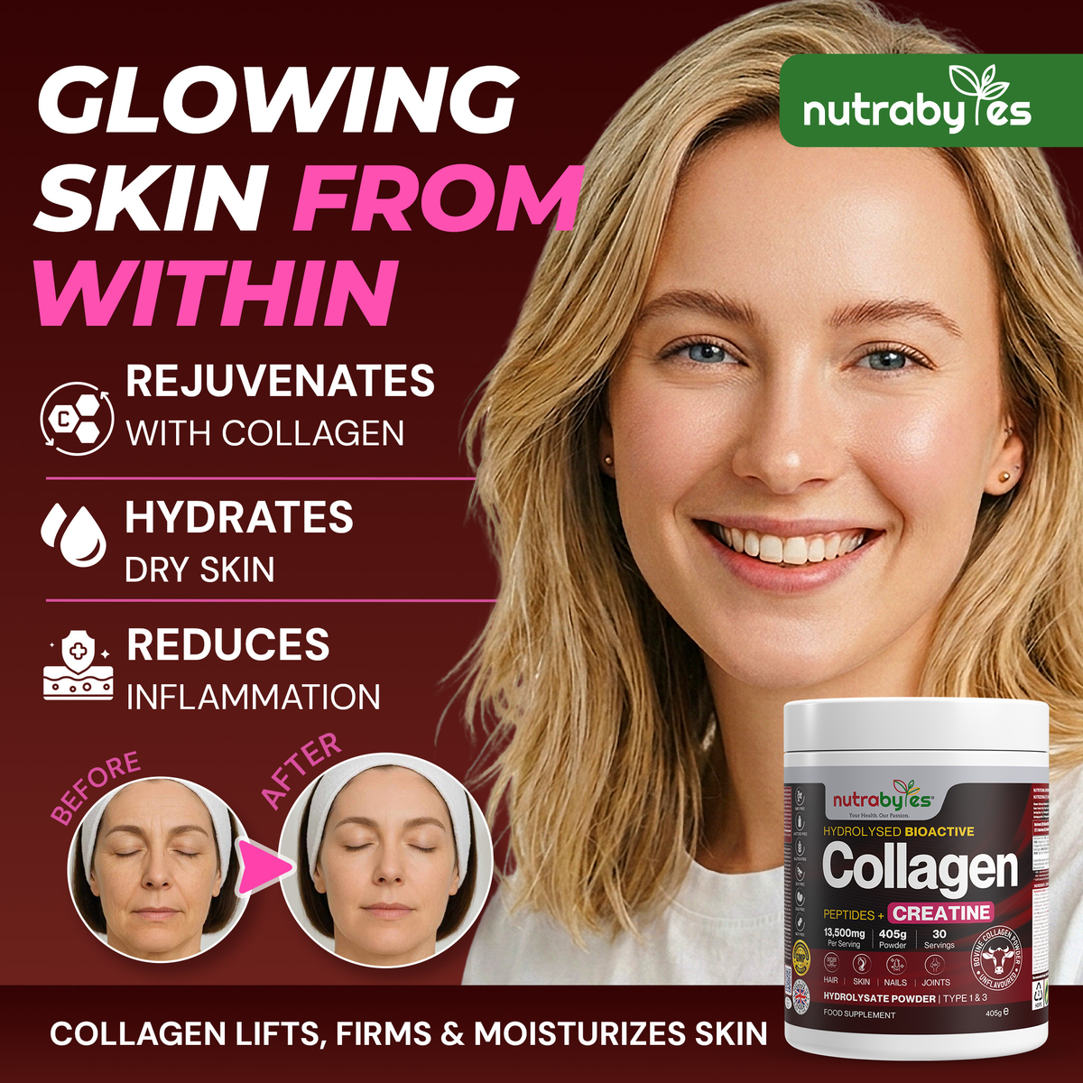 Collagen Powder with Creatine Monohydrate, 405g