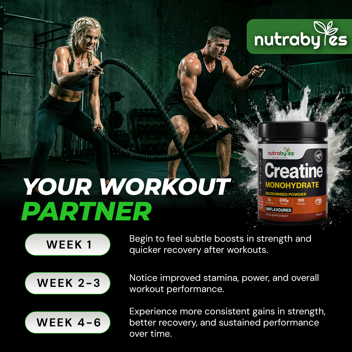 Pure Micronised Creatine Monohydrate Powder | 200 Mesh | 300g Pack | Unflavoured