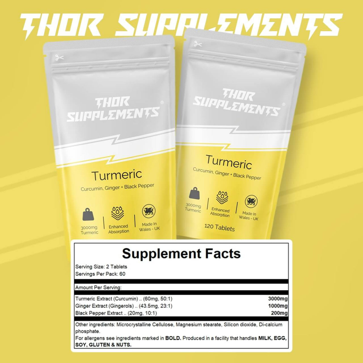 Turmeric Curcumin, Ginger & Black Pepper Tablets – 120