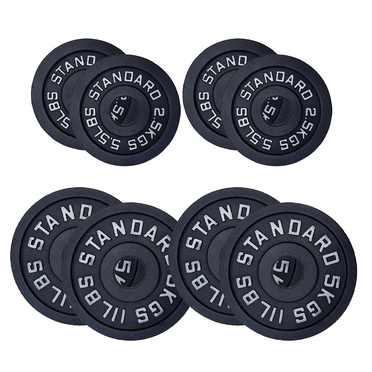 Cast Iron Weight Plates Set and Pair with Olympic Barbell + Clips