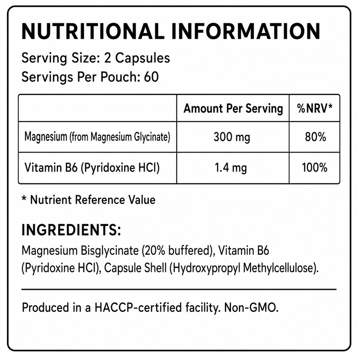 Magnesium Glycinate + Vitamin B6 – 120 Capsules