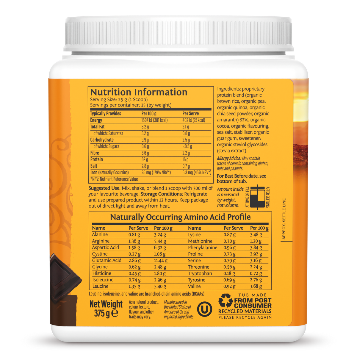 Sunwarrior Organic Classic Plus Plant Protein Powder