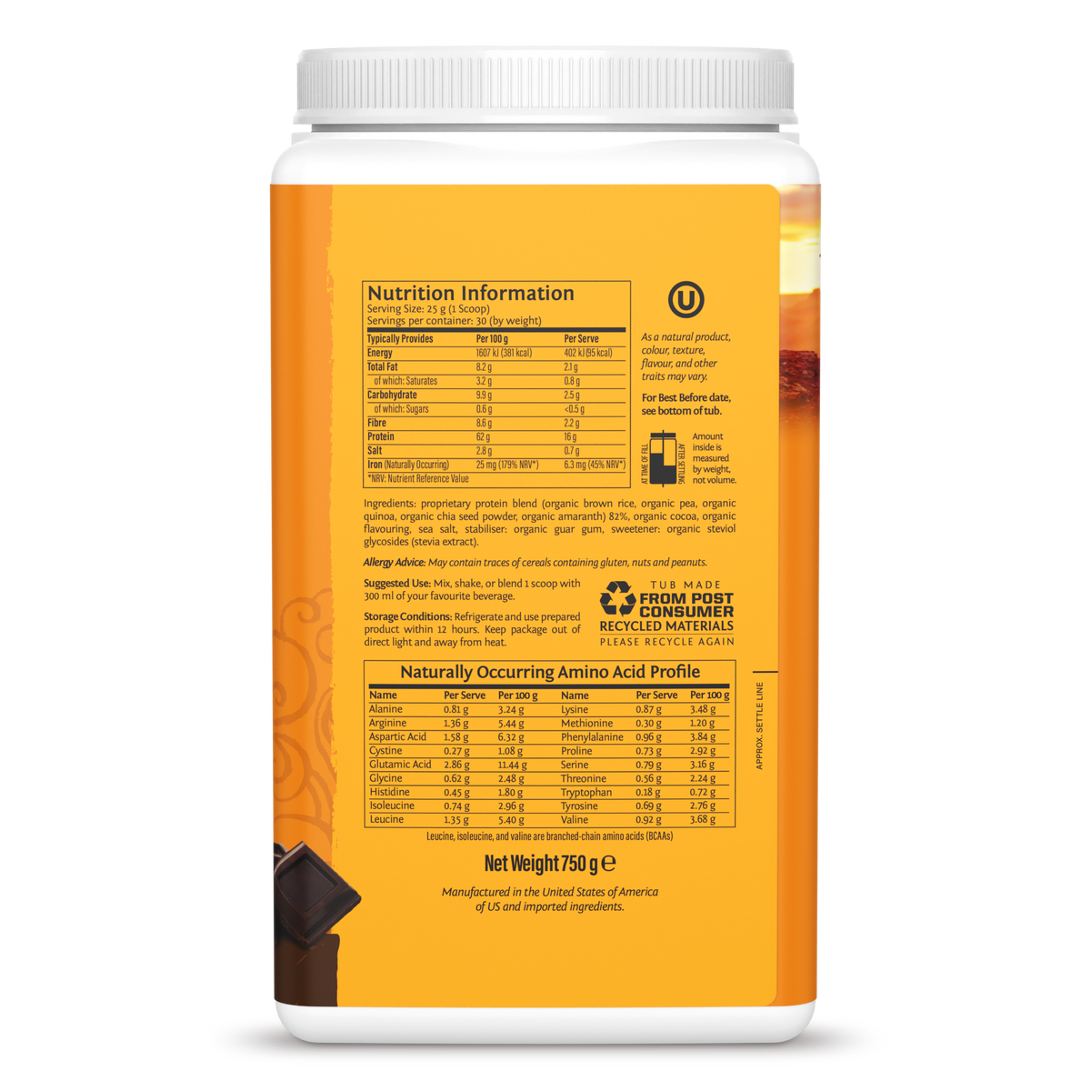 Sunwarrior Organic Classic Plus Plant Protein Powder