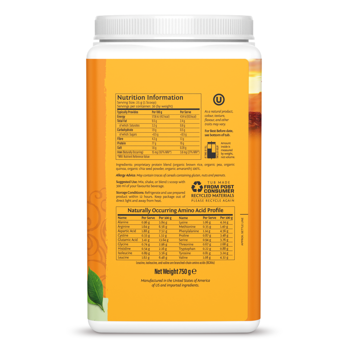 Sunwarrior Organic Classic Plus Plant Protein Powder