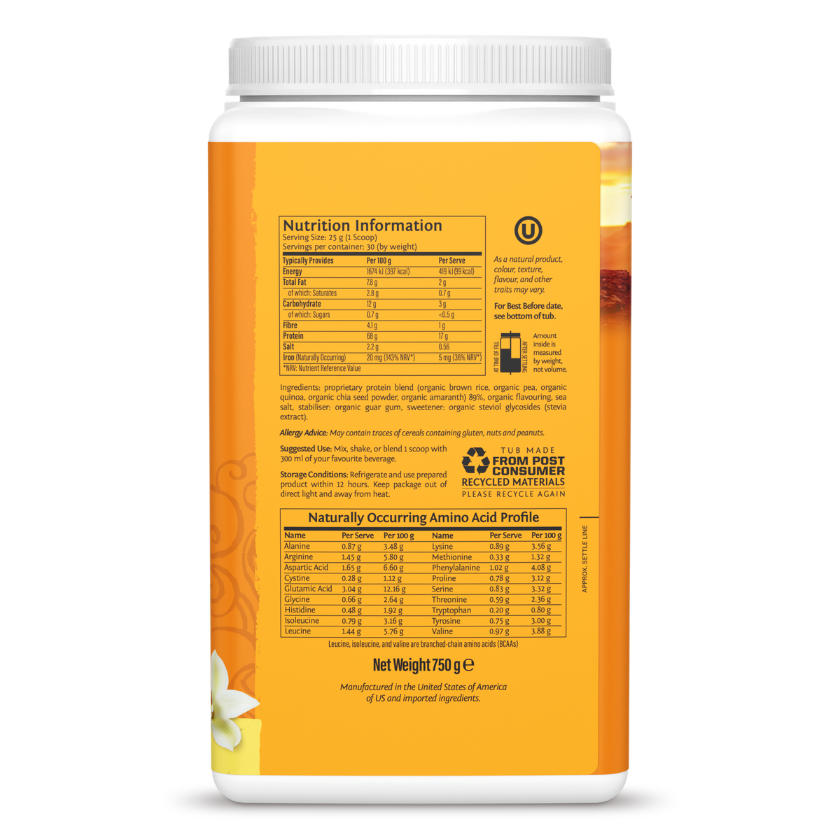 Sunwarrior Organic Classic Plus Plant Protein Powder