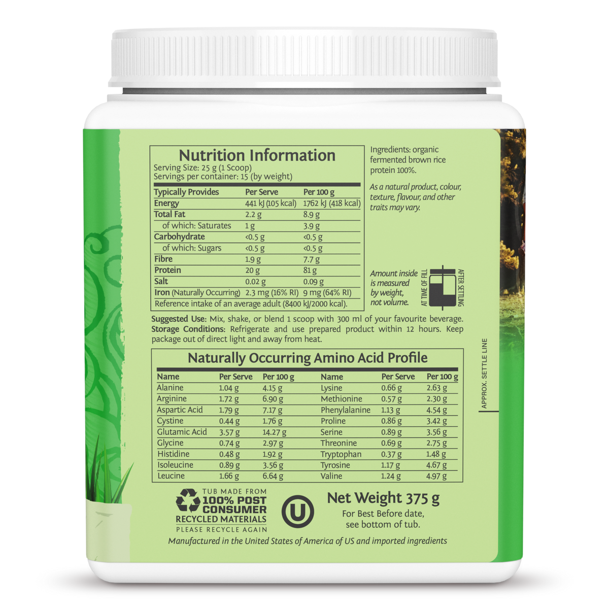 Sunwarrior Organic Classic Brown Rice Protein Powder