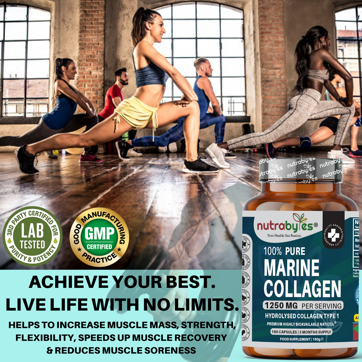 Pure Marine Collagen 1250mg, 180 Capsules
