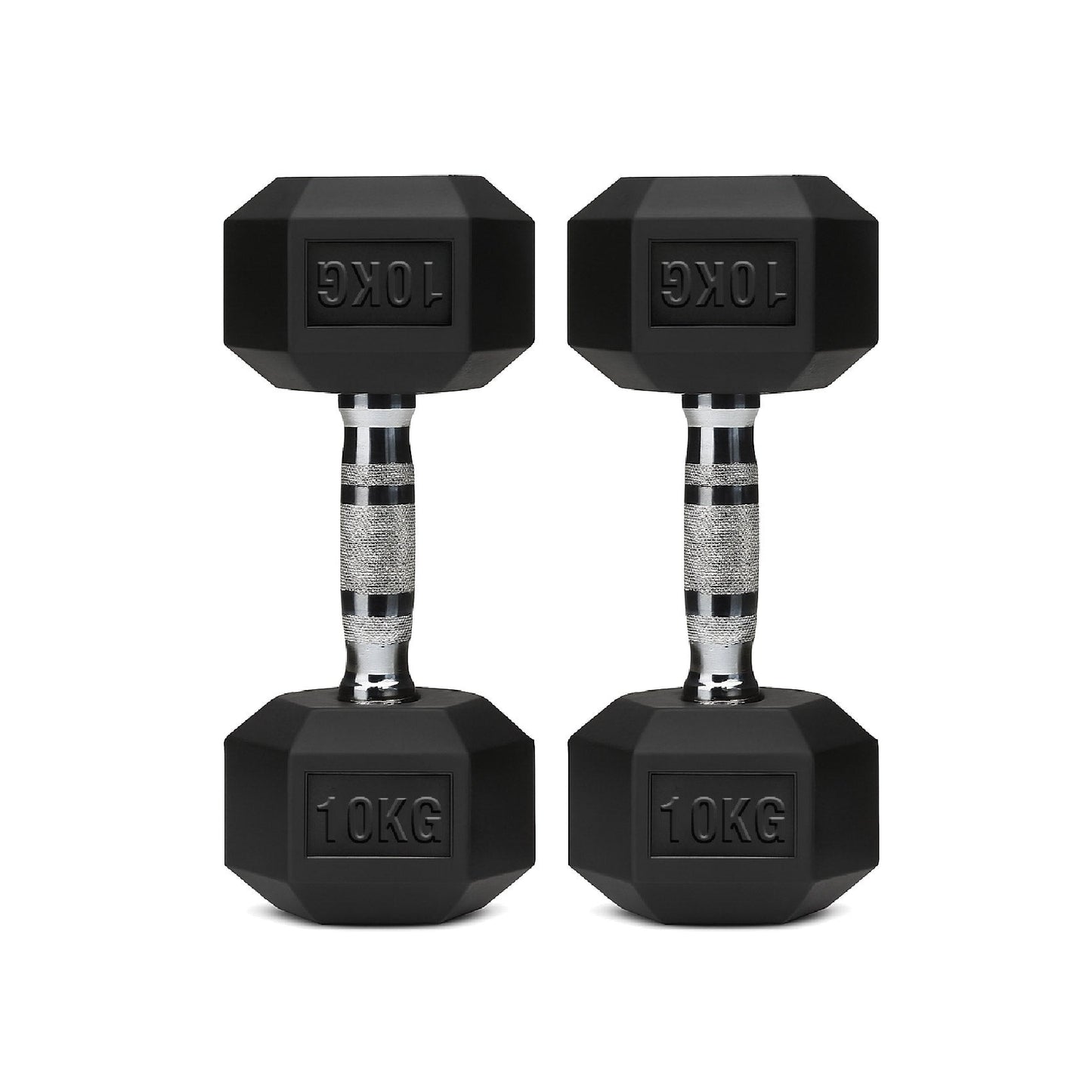 Hex Dumbbells Pair – Rubber-Coated Cast Iron – 2.5kg to 60kg – Premium Gym Weights