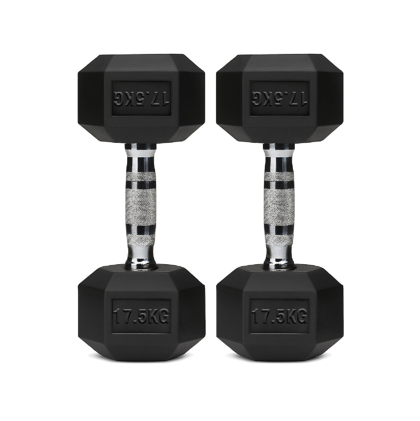 Hex Dumbbells Pair – Rubber-Coated Cast Iron – 2.5kg to 60kg – Premium Gym Weights