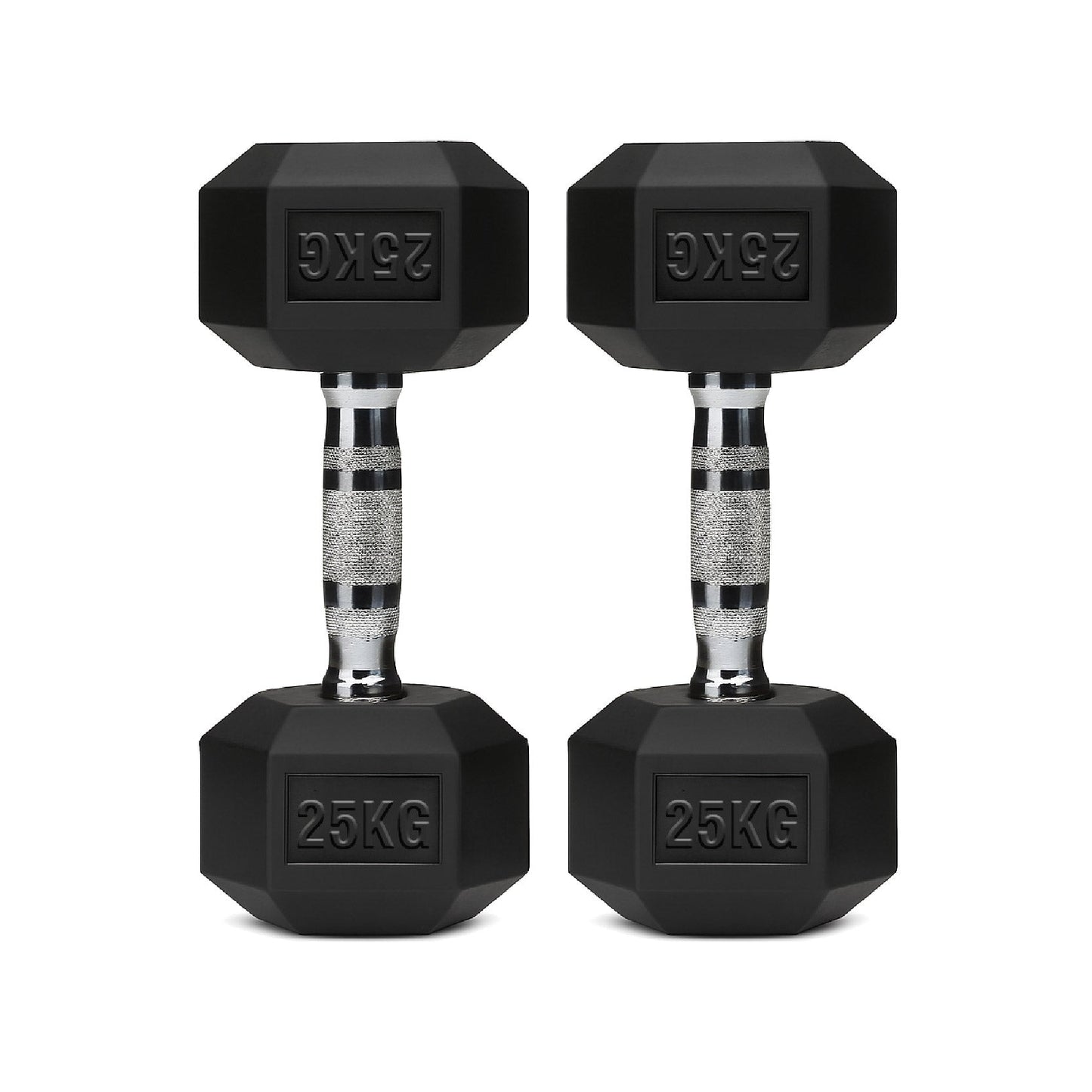Hex Dumbbells Pair – Rubber-Coated Cast Iron – 2.5kg to 60kg – Premium Gym Weights