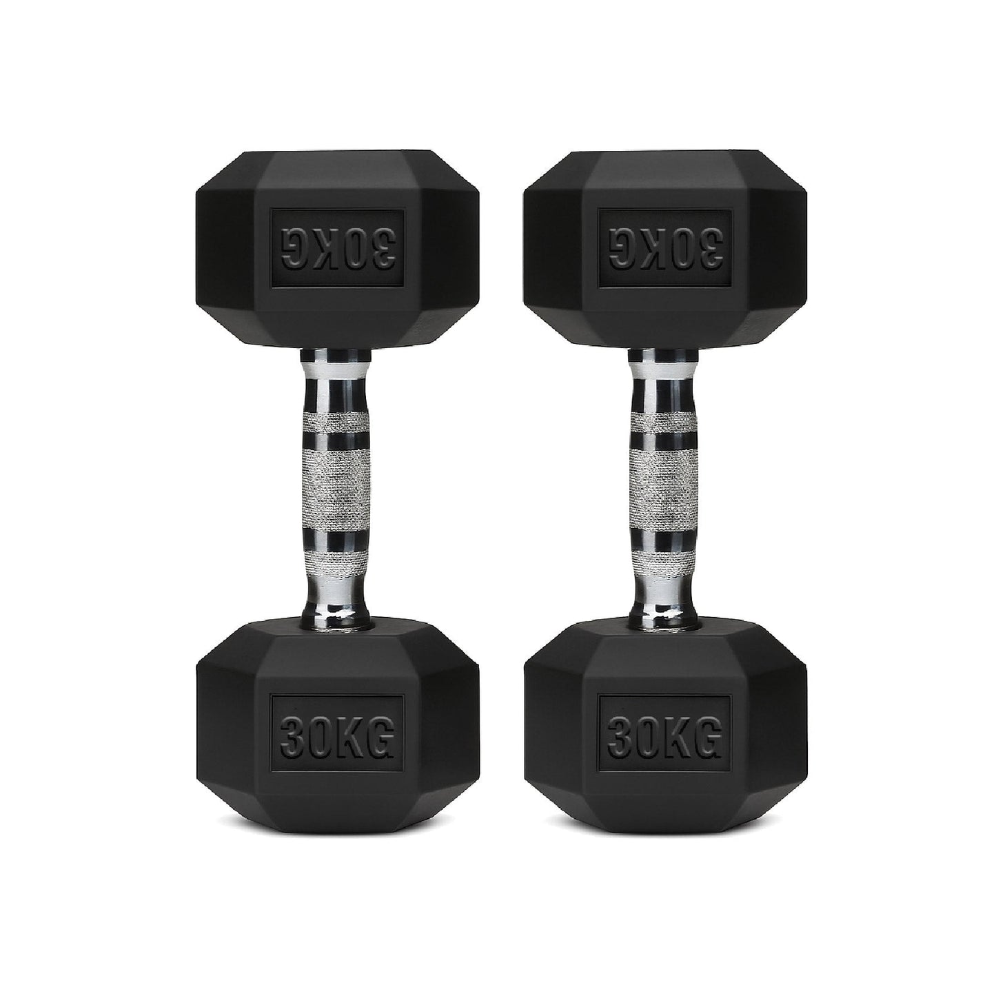 Hex Dumbbells Pair – Rubber-Coated Cast Iron – 2.5kg to 60kg – Premium Gym Weights