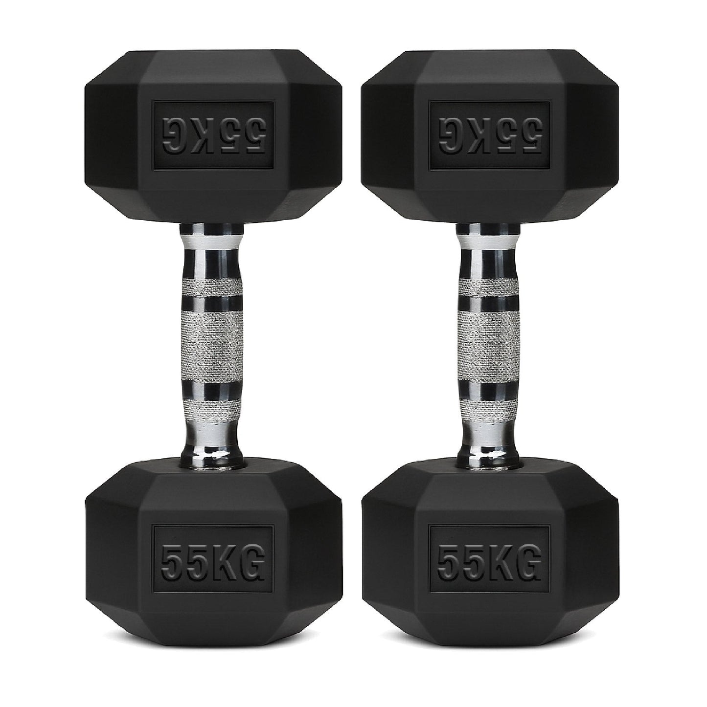Hex Dumbbells Pair – Rubber-Coated Cast Iron – 2.5kg to 60kg – Premium Gym Weights