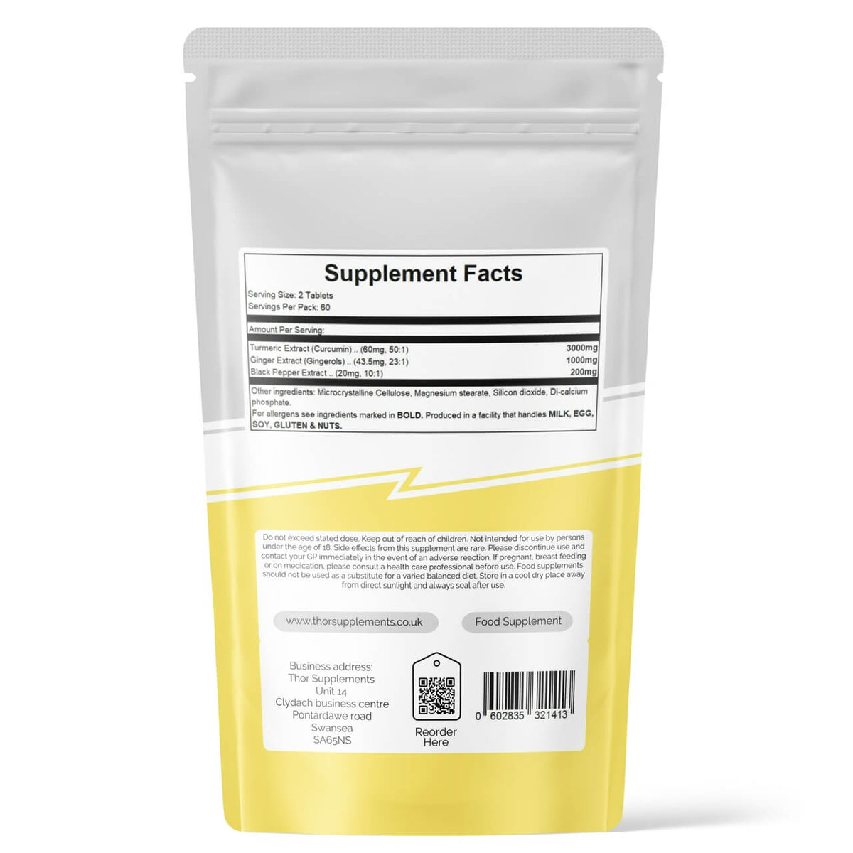 Turmeric Curcumin, Ginger & Black Pepper Tablets – 120