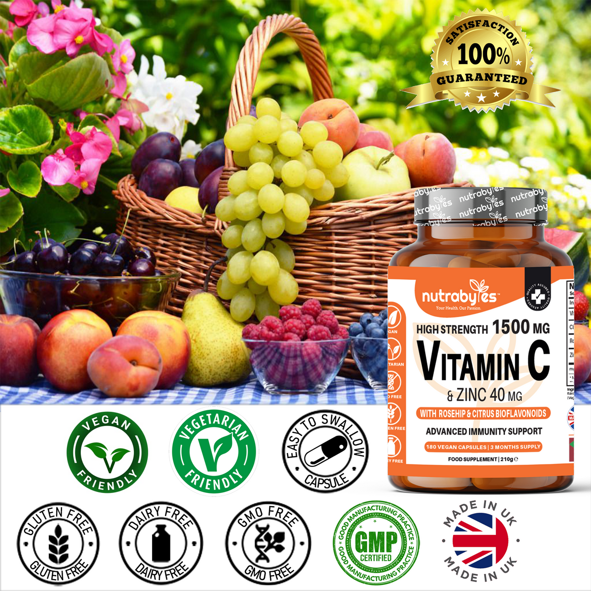 Vitamin C & Zinc, 180 Vegan Capsules