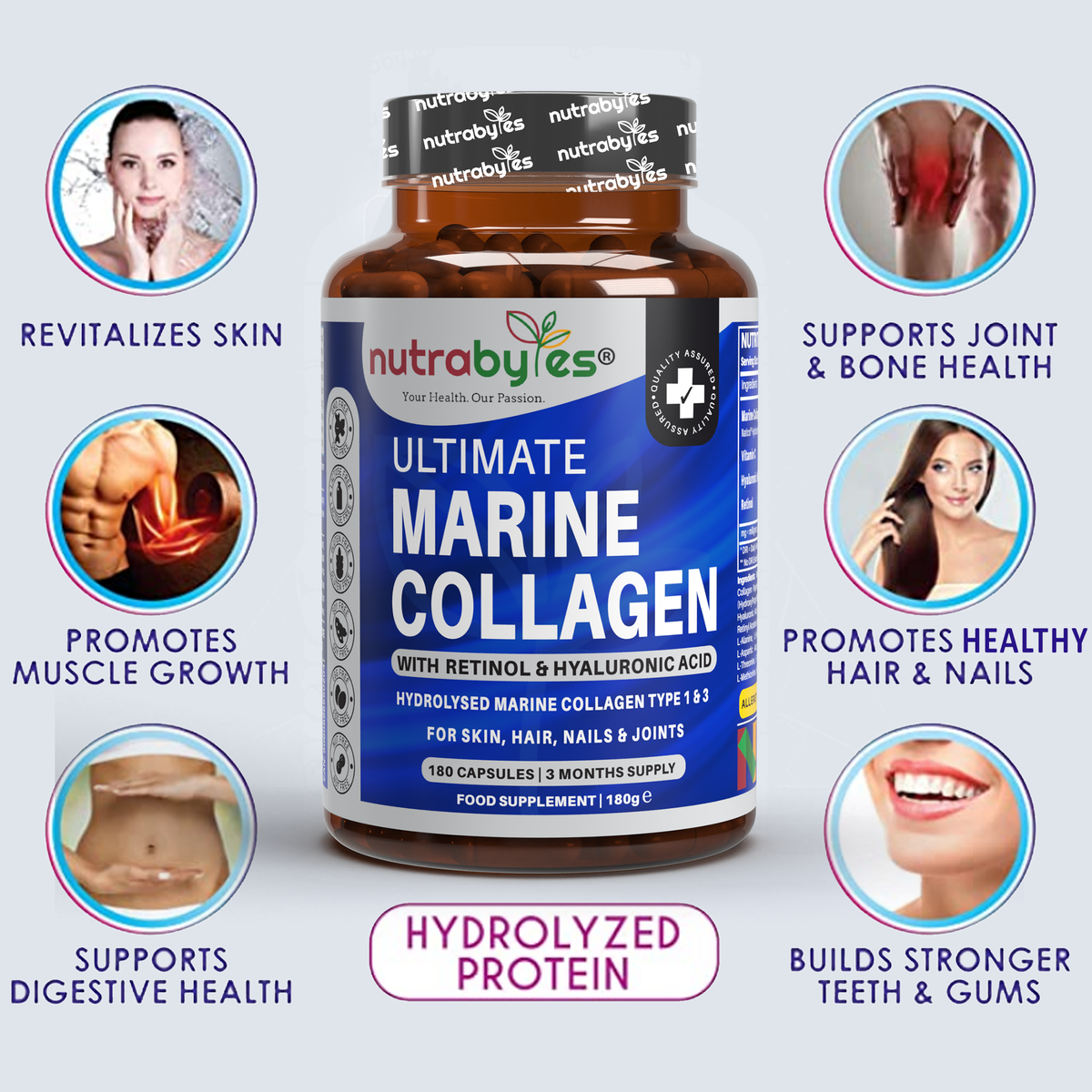 Marine Collagen Capsules with Vitamin C and Hyaluronic Acid (90 Days)