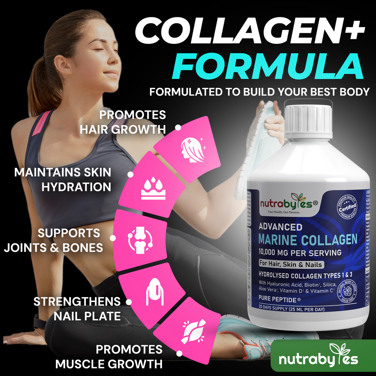 Marine Collagen Liquid 10000mg | Sugar Free | Mixed Berry Flavour | 500ml