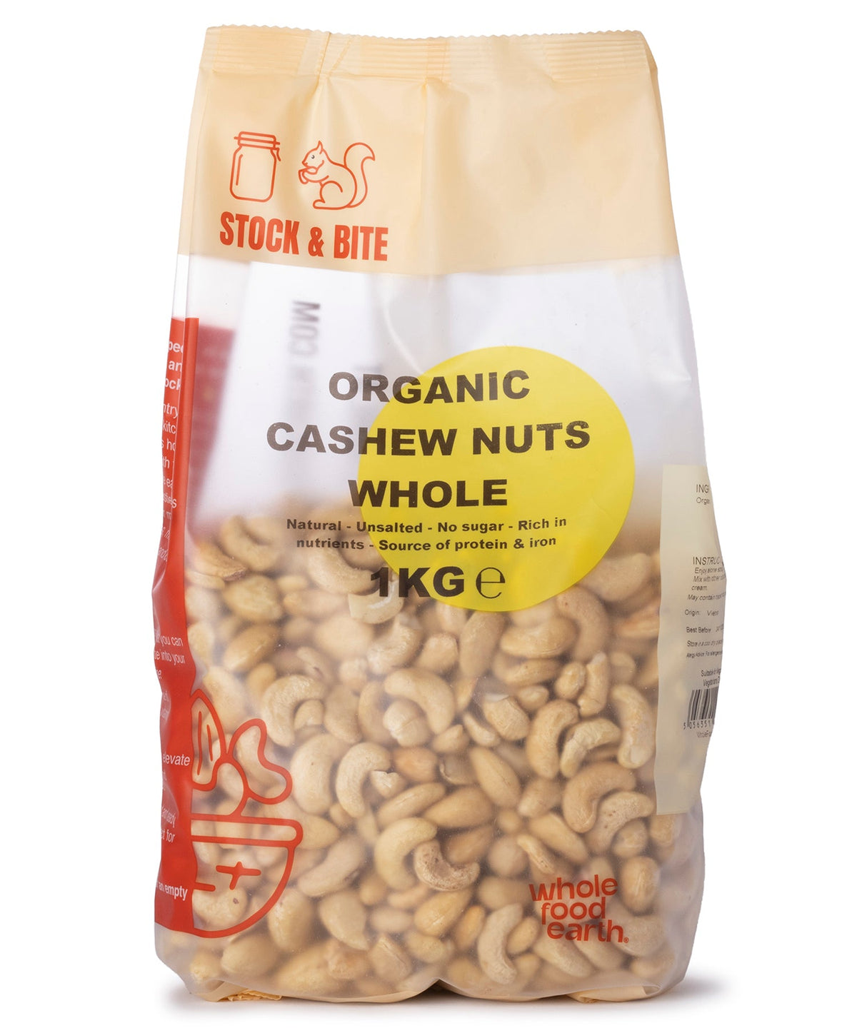 Organic Cashew Nuts Whole - Stock & Bite - 1kg