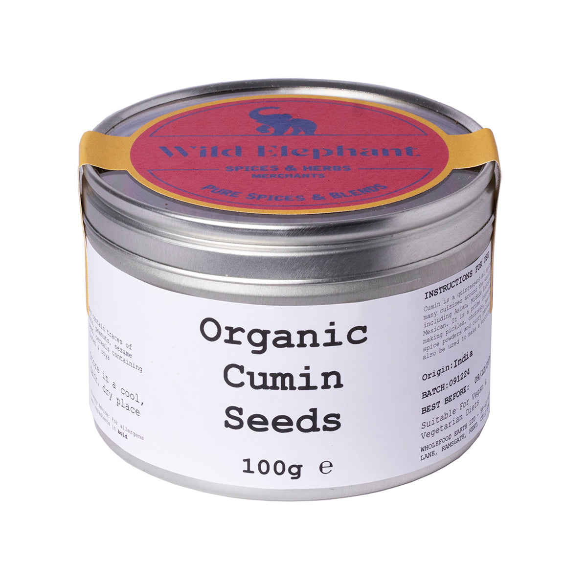 Organic Cumin Seeds - Wild Elephant - 100g