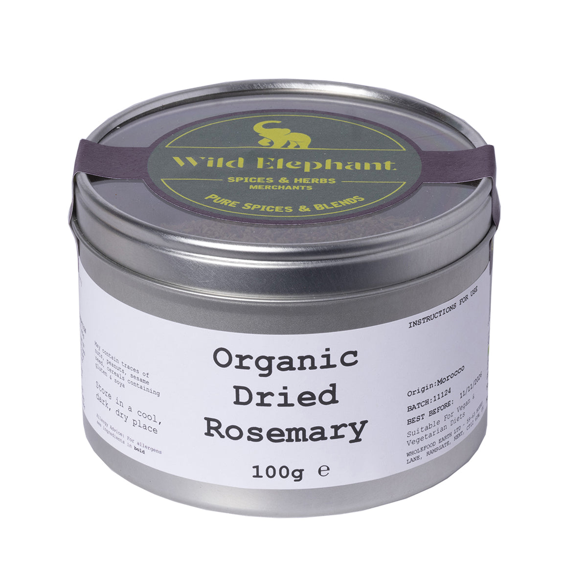Organic Dried Rosemary - Wild Elephant - 100g